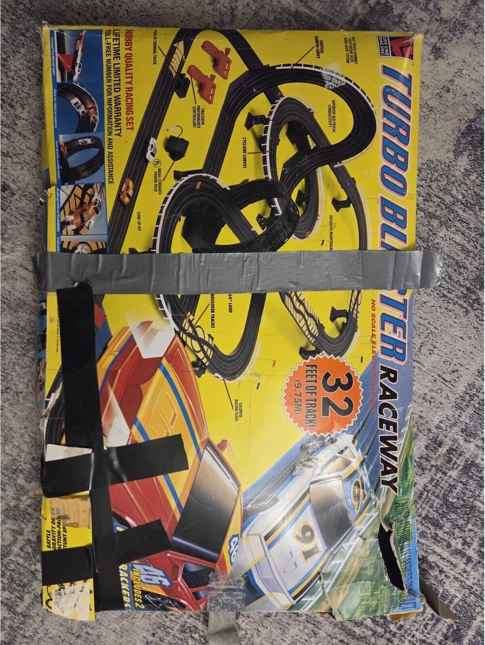 LiTURBO BLASTER  Raceway 32ft OF TRACK- Vintage- Ho Scale Read Description Works
